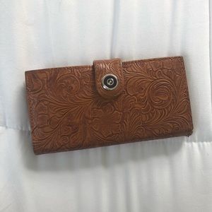 Brown etched flower wallet